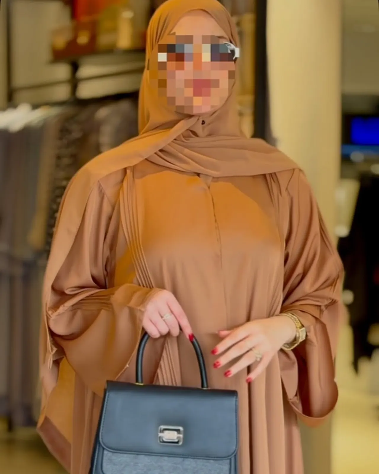 Camel satin abaya
